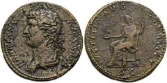 RÖMER RÖMISCHE KAISERZEIT. Hadrian, 117 - 138 n. Chr. AE Sesterz ø 33mm (24,35g). 129 - 130 n. Chr. Mzst. Rom. Vs.: HADRIANVS AVGVSTVS, drapierte Büste n. l. Rs.: IVSTITIA AVG COS III P P / S C, Iusti