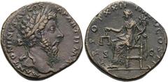 RÖMER RÖMISCHE KAISERZEIT. Marcus Aurelius, 161 - 180 n. Chr. AE Sesterz ø 32mm (23,71g). 168 n. Chr. Mzst. Rom. Vs.: M ANTONINVS AVG ARM PARTH MAX, Kopf mit Lorbeerkranz n. r. Rs.: TR POT XXII IMP V 