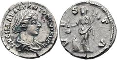 RÖMER RÖMISCHE KAISERZEIT. Lucilla, 163 - 181 n. Chr. Denar ø 18mm (3,19g). 163 n. Chr. Mzst. Rom. Vs.: LVCILLAE AVG ANTONINI AVG F, drapierte Büste n. r. Rs.: VES-TA, Vesta capite velato mit Simpulum