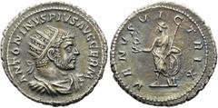 RÖMER RÖMISCHE KAISERZEIT. Caracalla, 197 - 217 n. Chr. Antoninian ø 23mm (4,47g). 216 n. Chr. Mzst. Rom. Vs.: ANTONINVS PIVS AVG GERM, drapierte Panzerbüste mit Strahlenkrone n. r. Rs.: VENVS VICTRIX