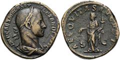 RÖMER RÖMISCHE KAISERZEIT. Severus Alexander, 222 - 235 n. Chr. AE Sesterz ø 31mm (21,63g). 226 n. Chr. Mzst. Rom. Vs.: IMP CAES M AVR SEV ALEXANDER AVG, drapierte Panzerbüste mit Lorbeerkranz n. r. R