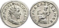 RÖMER RÖMISCHE KAISERZEIT. Philipp I. Arabs, 244 - 249 n. Chr. Antoninian ø 23mm (4,11g). 244 - 247 n. Chr. Mzst. Rom. Vs.: IMP M IVL PHILIPPVS AVG, drapierte Panzerbüste mit Strahlenkrone n. r. Rs.: 