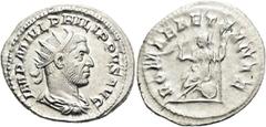 RÖMER RÖMISCHE KAISERZEIT. Philipp I. Arabs, 244 - 249 n. Chr. Antoninian ø 23mm (3,93g). 244 - 247 n. Chr. Mzst. Rom. Vs.: IMP M IVL PHILIPPVS AVG, drapierte Panzerbüste mit Strahlenkrone n. r. Rs.: 