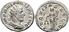 RÖMER RÖMISCHE KAISERZEIT. Philipp I. Arabs, 244 - 249 n. Chr. Antoninian ø 23mm (4,29g). 244 - 247 n. Chr. Mzst. Rom. Vs.: IMP M IVL PHILIPPVS AVG, drapierte Panzerbüste mit Strahlenkrone n. r. Rs.: 