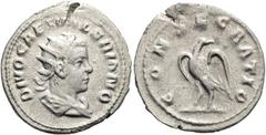 RÖMER RÖMISCHE KAISERZEIT. Divus Valerian II. Caesar, ab 257 n. Chr. Antoninian ø 22mm (3,41g). Geprägt unter Gallienus. Mzst. Rom. Vs.: DIVO CAES VALERIANO, drapierte Büste mit Strahlenkrone n. r. Rs