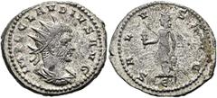 RÖMER RÖMISCHE KAISERZEIT. Claudius Gothicus, 268 - 270 n. Chr. Antoninian ø 22mm (3,77g). Mzst. Antiochia. Vs.: IMP C CLAVDIVS AVG, drapierte Panzerbüste mit Strahlenkrone n. r. Rs.: SALVS AVG / E, I