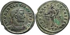RÖMER RÖMISCHE KAISERZEIT. Diocletian, 284 - 305 n. Chr. AE Follis ø 30mm (8,80g). 300 - 301 n. Chr. Mzst. Treveris. Vs.: IMP DIOCLETIANVS P AVG, Panzerbüste mit Lorbeerkranz n. r. Rs.: M · SACRA AVGG