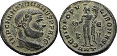 RÖMER RÖMISCHE KAISERZEIT. Maximianus Herculius, 285 - 310 n. Chr. AE Follis ø 26mm (12,00g). 300 - 301 n. Chr. Mzst. Antiochia. Vs.: IMP C M A MAXIMIANVS P F AVG, Kopf mit Lorbeerkranz n. r. Rs.: GEN