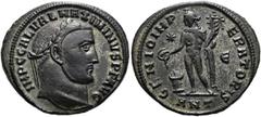 RÖMER RÖMISCHE KAISERZEIT. Maximinus Daia, 310 - 313 n. Chr. AE Follis ø 24mm (6,33g). 311 n. Chr. Mzst. Antiochia. Vs.: IMP C GAL VAL MAXIMINVS P F AVG, Kopf mit Lorbeerkranz n. r. Rs.: GENIO IMP-ERA