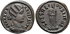 RÖMER RÖMISCHE KAISERZEIT. Fausta, 307 - 326 n. Chr. AE Follis ø 20mm (3,52g). 325 - 326 n. Chr. Mzst. Nikomedia. Vs.: FLAV MAX FAVSTA AVG, drapierte Büste n. r. Rs.: SPES REI PVBLICAE / N NΓ, Fausta 