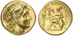 THRAKISCHE KÖNIGE UND DYNASTEN Lysimachos, 305 - 281 v. Chr. Stater 297/6 - 282/1 v. Chr. Alexandria Troas. 8.52 g. Vs.: Kopf Alexanders d. Gr. mit Diadem und Ammonshorn n. r. Rs.: ΒΑΣΙΛΕΩΣ ΛΥΣΙΜΑΞΟΥ,