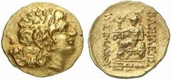 THRAKISCHE KÖNIGE UND DYNASTEN Lysimachos, 305 - 281 v. Chr. Stater 88 - 86 v. Chr., Tomis. 8.36 g. Vs.: Kopf Alexanders d. Gr. mit Diadem und Ammonshorn nach r. Rs.: ΒΑΣΙΛΕΩΣ ΛΥΣΙΜΑΞΟΥ, Athena mit Ni