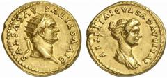 Divus Titus Divus Titus, ab 81 n. Chr. Aureus 82 - 83 n. Chr., geprägt unter Domitian. Rom. 7.73 g. Vs.: DIVVS TITVS AVGVSTVS, Kopf des Titus mit Strahlenkrone n. r. Rs.: IVLIA AVGVSTA DIVI TITI F, dr
