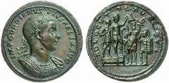 Gordian III. Gordian III., 238 - 244 n. Chr. Bimetallische Großbronze 238 n. Chr. Rom. 40.46 g. Vs.: IMP GORDIANVS PIVS FELIX AVG, drapierte Panzerbüste mit Lorbeerkranz n. r. Rs.: ADLOCVTIO AVGSTI, G