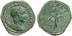Gordian III. Gordian III., 238 - 244 n. Chr. Sesterz 241 - 243 n. Chr. Rom. 26.58 g. Vs.: IMP GORDIANVS PIVS FEL AVG, drapierte Panzerbüste mit Lorbeerkranz n. r. Rs.: LAETITIA AVG N / S - C, Laetitia
