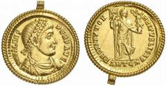 Valens Valens, 364 - 378 n. Chr. Anhänger mit Solidus Ab 365 n. Chr. des Solidus Antiochia. 5.16 g. Solidus als Medaillon gefasst in Perlrand mit profilierter Öse. Vs.: D N VALENS PER F AVG, drapierte