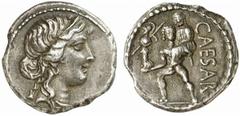 C. Iulius Caesar C. Iulius Caesar, 47 - 46 v. Chr. Denar in Afrika. 3.56 g. Vs.: Kopf der Venus mit Stephane n. r. Rs.: CAESAR, Aeneas trägt seinen Vater Anchises u. das Palladium. Cr. 458/1; Syd. 101