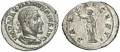 Maximinus Thrax Maximinus Thrax, 235 - 238 n. Chr. Denar 235 - 236 n. Chr. Rom. 3.24 g. Vs.: IMP MAXIMINVS PIVS AVG, drapierte Panzerbüste mit Lorbeerkranz n. r. Rs.: PAX AVGVSTI, Pax mit Zepter u. Zw