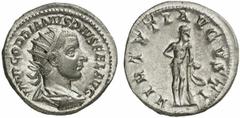 Gordian III. Gordian III., 238 - 244 n. Chr. Antoninian 241 - 243 n. Chr. Rom. 4.93 g. Vs.: IMP GORDIANVS PIVS FEL AVG, drapierte Panzerbüste mit Strahlenkrone n. r. Rs.: VIRTVTI AVGVSTI, Hercules stü