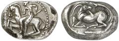 GRIECHEN KILIKIEN(?) KELENDERIS. Stater (10,93g). ca. 425 - 400 v. Chr. Vs.: Nackter Jüngling mit Peitsche springt von einem n. l. galoppierenden Pferd. Rs.: Ziegenbock n. l. gelagert, darunter Keule.