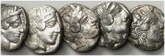 LOTS Athen Tetradrachmen, 2. Hälfte 5. Jh. v. Chr. VERKAUFT WIE BESEHEN, KEINE RÜCKGABE / SOLD AS IS, NO RETURN. 5 Stück! Alle mit Prüfhieb, ss