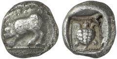 GRIECHEN LYKIEN UNBESTIMMTER MÜNZHERR Stater (9,12g). ca. 500 - 440 v.Chr. Vs.: Eber n. l. Rs.: Schildkröte in vertieftem Quadrat mit Perlrahmen. Vismara, Lycia ­ (vgl. 48, Eber n. r.); SNG Aul. 4071.