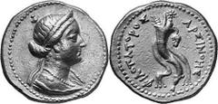 GRIECHEN ÄGYPTEN KÖNIGREICH DER PTOLEMÄER Objekt-Nr.: 286 Ptolemaios V. Epiphanes, 204 - 180 v.Chr. AV-Oktodrachme, (27,97 g.), Mzst. Alexandria. Für Arsinoe III Vs.: Büste der Arsinoe III. mit Diadem