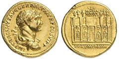 RÖMER RÖMISCHE KAISERZEIT Trajan, 98 - 117 n. Chr. Aureus (7,29g). 112 - 114 n. Chr. Mzst. Rom. Vs.: IMP TRAIANVS AVG GER DAC PM TR P COS VI PP, drapierte Panzerbüste mit Lorbeerkranz n. r. Rs.: FORVM