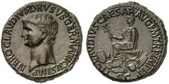 RÖMER RÖMISCHE KAISERZEIT Drusus maior, 38 - 9 v. Chr. AE Sesterz (28,72g). 42 - 43 n. Chr., geprägt unter Claudius. Mzst. Rom. Vs.: NERO CLAVDIVS DRVSVS GERMANICVS IMP, Kopf des Drusus n. l. Rs.: TI 