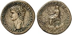RÖMER RÖMISCHE KAISERZEIT Drusus maior, 38 - 9 v. Chr. AE Sesterz (27,86g). 42 - 43 n. Chr., geprägt unter Claudius. Mzst. Rom. Vs.: NERO CLAVDIVS DRVSVS GERMANICVS IMP, Kopf des Drusus n. l. Rs.: TI 