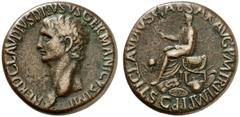 RÖMER RÖMISCHE KAISERZEIT Drusus maior, 38 - 9 v. Chr. AE Sesterz (25,00g). 42 - 43 n. Chr., geprägt unter Claudius. Mzst. Rom. Vs.: NERO CLAVDIVS DRVSVS GERMANICVS IMP, Kopf des Drusus n. l. Rs.: TI 