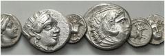 LOTS Griechische AR. 5. - 3. Jh. v. Chr. Tetradrachmen von Athen (2) und Alexander III. (1). Dazu kleinere Nominale aus Thessalien und Makedonien. VERKAUFT WIE BESEHEN, KEINE RÜCKGABE! / SOLD AS VIEWE