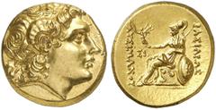 GRIECHEN THRAKISCHE KÖNIGE UND DYNASTEN Lysimachos, 305 - 281 v. Chr. Stater (8,51g). 3. Jh. v. Chr. Mzst. unbestimmt. Vs.: Kopf Alexanders d. Gr. mit Diadem u. Ammonshorn n. r. Rs.: BAΣIΛEΩΣ ΛΥΣIMAXO