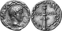 RÖMER RÖMISCHE KAISERZEIT Objekt-Nr.: 387 C. Caesar, 20 v. Chr. - 4 n. Chr. Denar, (3,74 g.), ca. 17 v. Chr., geprägt unter Augustus. Mzst. unbestimmt. Vs.: CAESAR, Kopf des jugendlichen C. Caesar r. 