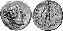 KELTEN MITTLERE UND UNTERE DONAU Nachahmungen der Tetradrachmen von Thasos Objekt-Nr.: 1081 Klasse III: Auflösung der Legende Tetradrachme, (16,62 g.), Vs.: Stilisierter Kopf des Dionysos n. r. Rs.: S