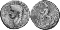 RÖMER RÖMISCHE KAISERZEIT Objekt-Nr.: 2220 Drusus Maior, 38 - 9 v. Chr., Vater des Claudius. AE Sesterz, (24,27 g.), 41 - 50 n. Chr., geprägt unter Claudius. Mzst. Rom. Vs.: NERO CLAVDIVS DRVSVS GERMA