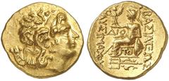 GRIECHEN THRAKISCHE KÖNIGE UND DYNASTEN Lysimachos, 305 - 281 v. Chr. Stater (8,37g). 88 - 86 v. Chr. Mzst. Tomis. Vs.: Kopf Alexander des Großen mit den Zügen von Mithradates VI. mit Diadem und Ammon
