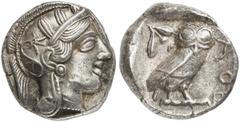 GRIECHEN ATTIKA ATHEN Tetradrachme (17,07g). nach 449 v. Chr. Vs.: Kopf der Athena mit attischem Helm und Lorbeerkranz n. r. Rs.: AΘE, Eule, Olivenzweig und Mondsichel. Starr Taf. 22ff. Zarte Tönung, 