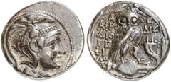 GRIECHEN ATTIKA ATHEN Tetradrachme des Neuen Stils (16,62g). 120/19 v. Chr. Vs.: Kopf der Athena mit attischem Helm n. r. Rs.: A-ΘE, Eule auf Amphora, Beamte: AΦΡO-ΔIΣI / ΔIO/ΓE / ΦI/ΛOZ, Buchstaben u