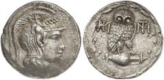 GRIECHEN ATTIKA ATHEN Tetradrachme des Neuen Stils (15,97g). 86 - 84 v. Chr. Vs.: Kopf der Athena mit attischem Helm nach r. Rs.: Eule auf Amphora zwischen zwei Monogrammen. Thompson 1313ff. RR! Zarte