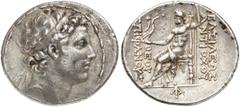 GRIECHEN SYRIEN SELEUKIDEN Antiochos IV. Theos Epiphanes, 175 - 164 v. Chr. Tetra­drachme (16,62g). 173/172 - 169/168 v. Chr. Mzst. Antiochia am Orontes. Vs.: Kopf des Königs mit Diadem n. r. Rs.: BAΣ