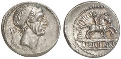 RÖMER RÖMISCHE REPUBLIK RÖMISCHE REPUBLIK NACH 211 V. CHR L. Marcius Philippus, 56 v. Chr. Denar (4,03g). Mzst. Rom. Vs.: ANCVS, Kopf des Ancus Marcius mit Diadem n. r., dahinter Lituus. Rs.: PHILIPPV