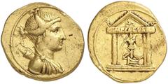 RÖMER RÖMISCHE KAISERZEIT Augustus, 27 v. Chr. - 14 n. Chr. Aureus (7,92g). 29 - 27 v. Chr. Mzst. Brundisium oder Rom. Vs.: Drapierte Büste der Diana mit Bogen und Köcher n. r. Rs.: Tetrastyler Tempel