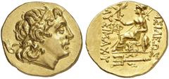 GRIECHEN THRAKISCHE KÖNIGE UND DYNASTEN Lysimachos, 305 - 281 v. Chr. Stater (8,44g). 3. - 2. Jh. v. Chr. Mzst. Byzantium. Vs.: Kopf Alexander des Großen mit Diadem u. Ammonshorn n. r. Rs.: BAΣIΛEΩΣ /