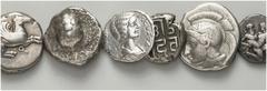 LOTS Diverses 5. - 1. Jh. v. Chr. Darunter Tetradrachme Athen (1), Statere von Korinth (1) Velia(1), Metapont (1), Ägina (1), Arados (1), Drachme von Thasos (1), AE von Smyrna mit dem Bildnis des Mith