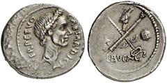 RÖMER RÖMISCHE REPUBLIK RÖMISCHE REPUBLIK NACH 211 V. CHR. L. Aemilius Buca, C. Iulius Caesar, 44 v. Chr. Denar (3,98g). Mzst. Rom. Vs.: CAESAR DICT / PERPETVO, Kopf des Caesar mit Lorbeerkranz n. r. 