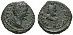 RÖMISCHE PROVINZIALPRÄGUNGEN MOESIA INFERIOR NIKOPOLIS Septimius Severus, 193 - 211 n. Chr. AE Kleinbronze (4,21g). D. Tête laurée de Septime Sévère, à dr. R. Buste drapé de Sarapis, coiffé du calatho