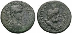 RÖMISCHE PROVINZIALPRÄGUNGEN KILIKIEN FLAVIOPOLIS Elagabal, 218 - 222 n. Chr. AE Großbronze (18,82g). D. Buste lauré d'Elagabale à dr. , avec cuirasse et paludamentum. R. Buste drapé de Sarapis à dr. 