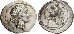 RÖMER RÖMISCHE REPUBLIK. RÖMISCHE REPUBLIK NACH 211 V. CHR. C. Iulius Caesar, 48 - 47 v. Chr. Denar (3,96g). Mzst. in Afrika. Vs.: Kopf der Venus mit Stephane n. r. Rs.: CAESAR, Aeneas trägt seinen Va