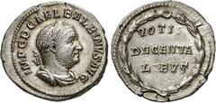 RÖMER RÖMISCHE KAISERZEIT. Balbinus, 238 n. Chr. Denar (2,83g). Mzst. Rom. Vs.: IMP C D CAEL BALBINVS AVG, drapierte Panzerbüste mit Lorbeerkranz n. r. Rs.: Im Lorbeerkranz VOTI[S] / DECENNA/L[I]BVS. 
